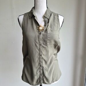 Arizona Jean Co Sleeveless Button Down Womens Medium Boho Goblincore Earthcore